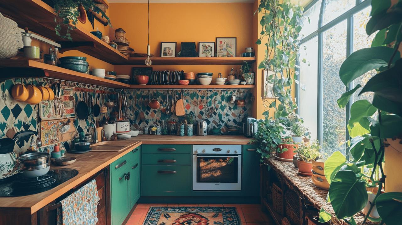 Harmonie des tons ocre : creez une cuisine boheme chaleureuse
